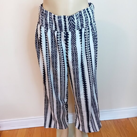 NWOT Women's Cupshe Lightweight Wide Leg Tribal Striped Coverup Beach Pants L - Picture 2 of 14